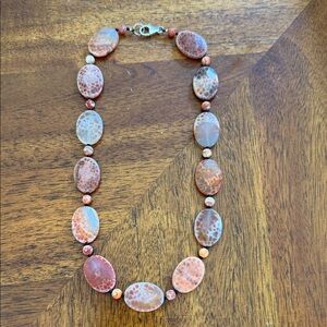 Orange and Brown Stone‎ Costume Necklace